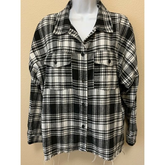 Live To Be Spoiled Flannel Raw Hem Long Sleeve Button-Down Shirt XL Blac… - Picture 1 of 7